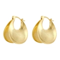 Vintage gouden druppeloorbellen met spiraalvormig schelppatroon op witte achtergrond - 1 paar / VE1540 Gouden Spiraal Cirkel