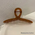 Amber resin shark hair clip 12.5cm size for thick hair with round twist design - Jelly Brown-13cm