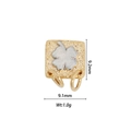 Square 18k gold plated pendant with silver clover, 9.2x9.1mm, weighing 1.0g - DZ-1138-Gold Edge Silver Clover