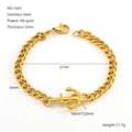 18k vergoldetes Edelstahl-Gliederkette Armband mit Anker-Anhänger für Damen und Herren - Anker Design (ZG1641)
