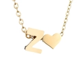 Collier minimaliste en or avec pendentif coeur 3D et breloque lettre Z sur chaîne fine - Lettre Z - Or