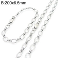 Silver stainless steel cross chain necklace 200x6.5mm size variant on white background - Style D Steel Color 6.5mm H-Clasp
