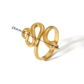 Gold snake shaped stainless steel open ring featuring a unique 26mm winding curve design - Adjustable Open / Wrapped Snake Style (HF-J1332) / Gold