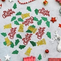 Glittery Christmas tree, bell, and Merry Christmas sequins for DIY gift box decor - Glitter Tree Bell + Red Card Merry Christmas (ai-100 Pcs/Pack)