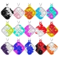 Set van 15 Mini Pop It fidget-sleutelhangers met kleurrijke siliconen bubbels en ketting - Vierkante Fidget 3.6*3.6cm
