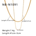 Close-up of dual-layer gold snake chain and bead necklace with 0.8cm pearl pendant - 18K Gold / Gold Double Layer Pearl Necklace (NB-N1091)