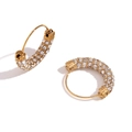 18K gold plated hoop earrings with micro-paved white zircons and minimalist design - Golden White Zirconia Style