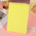 Detail of yellow plush notebook with soft faux fur texture and pink ribbon bookmark - A5: 22.5*15.5*3CM / Yellow