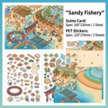 DIY Sand Fishery sticker set with PET 3D scene stickers for planners and journals - Sandy Fishing Ground