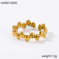 Detailed macro view of 18K gold open ring featuring a unique 3D dotted textured pattern - Gold 3D Dot Bubble