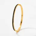 Gold stainless steel hinged bangle for women with sparkling black cubic zirconia stones - Black Zirconia Style (SAK970)