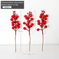Three red Christmas berry stems with 15 berries per branch for holiday flower arrangement - ACG1-1 (3-Pack / 15 Heads Red Berries)