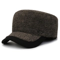 Berretto militare da uomo in tweed marrone scuro con logo Sport in metallo lucido - Regolabile / Ricamo Sport Marrone