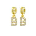Golden cubic zirconia letter B charms for DIY jewelry making and necklace pendants - Letter-B