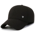 Winter men's thickened fleece baseball cap in dark brown with metal shield logo - Shield M Logo / Black