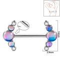 Nipple piercing jewelry with iridescent opal and internal thread detail in 14mm size - 1.6x14mm (Threadless) / Style 7-Blue Glitter