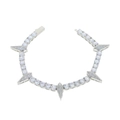 Silver 5mm zircon tennis bracelet with five sharp thorn spikes on white background - 20cm / Silver