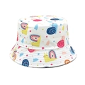 Détail du chapeau bébé avec imprimés escargots colorés et coutures renforcées sur le bord - Circonférence de la tête 52CM--54CM / Blanc