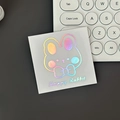 Laser waterproof rabbit sticker with Happy Rabbit text in colorful iridescent finish - Holographic Silver (Agile Rabbit)