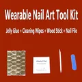 Complete press-on nail kit with adhesive tabs, alcohol pad, file, and wood stick - Manicure Tool Set