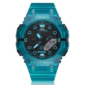 OHSEN teal translucent silicone sports watch with dual analog digital display screen - Blue