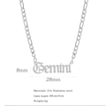 Silver 316 stainless steel Gemini zodiac necklace with old English gothic pendant - Gemini / Steel