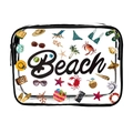 Transparent PVC makeup bag with Beach theme illustration and black zipper closure - 012-Rich Beach Illustration