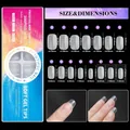 Size chart for 15 sizes of ultra-thin matte press-on soft gel nail tips with dimensions - Style 05(05) / 300 Pcs