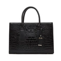 Classic black crocodile pattern tote bag with embossed texture and elegant hanging tag - Single Bag / Black