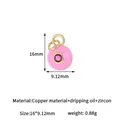 Rosa Emaille-Anhänger Böser Blick aus 14k Messing mit rotem Zirkon für Schmuck - Rosa