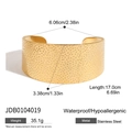 Wide 18k gold plated stainless steel cuff bracelet with textured dotted pattern finish - Dotted Texture Style