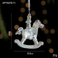 Iridescent acrylic rocking horse soldier ornament for Christmas tree decor, 8cm tall - Iridescent Soldier on Rocking Horse