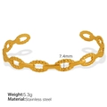 Golden wheat-pattern oval link stainless steel bracelet with twisted texture detail - Twisted Oval Link (SZ85) / Gold