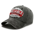 Gorra de béisbol vintage gris oscuro de algodón lavado con parches bordados - Ajustable / Negro
