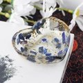 Heart-shaped resin tray with blue and grey quartz chips and gold foil for jewelry storage - 18 Lapis Lazuli + Gold Foil