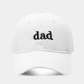 White washed cotton baseball cap with black dad embroidery and curved brim design - Soft Top Lowercase dad White