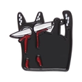 Gothic black cat enamel pin with white blade and red blood droplets design - Knife Through Eyes Black Cat (XZ8264)
