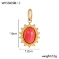 Bohemian Gold Edelstahl Anhänger oval mit einer roten Naturstein Einlage - Rot
