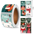 Christmas roll stickers featuring cartoon fox, penguin, and reindeer with dimensions 25x76mm - Christmas Seal Sticker C (120pcs/Roll)