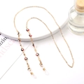 Gold evil eye glasses chain with colorful enamel beads and silicone non-slip ends - 1176-7 (Red/Brown/Black Eye)