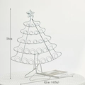 Présentoir sapin de Noël en fil métallique argenté de 58 cm avec étoile et crochets - Sapin de Noël en Fer DIY / Argenté