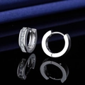 Elegant sterling silver heart hoop earrings featuring sparkling pave-set cubic zirconia - White Gold Earrings Led-152