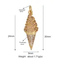 Détail montrant les dimensions du pendentif glace avec dorure et zircone - Glace / Or