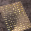Pro 3D gold embossed nail stickers with English lettering and cursive script model M-397 - M-397 / Gold