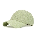 Mint green seersucker baseball cap featuring a unique 3D wavy pleated texture for women - Green