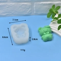 Bear shaped silicone mold for squishy toys with finished green bear sample and size specs - Bow Bear (2)