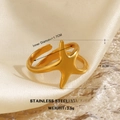 Adjustable golden stainless steel starfish open ring for beach and ocean themed fashion - Starfish Open Style (1009)