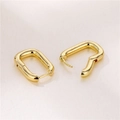 Minimalist gold-plated U-shaped rectangular earrings with geometric lines and glossy finish - Gold