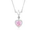 Halskette mit rosa Herz-Krone-Anhänger aus S925 Silber und glänzenden weißen Zirkonia - 925er Silber / Weißgold