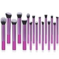 Profi 14-teiliges Make-up Pinsel Set mit lila Metallgriffen und Synthetikborsten - 16er Set / Lila